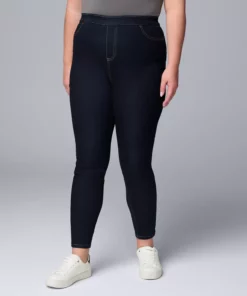 Plus Size Simply Vera Vera Wang Mid-Rise Shaping Denim Leggings