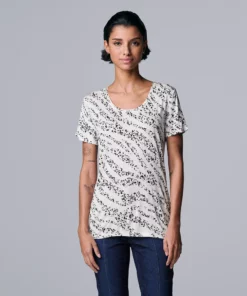 Petite Simply Vera Vera Wang Printed Short Sleeve Tee