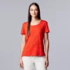 Women's Simply Vera Vera Wang Relaxed Fit Textured Tee