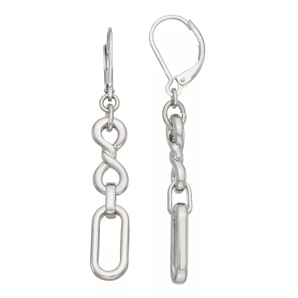 Simply Vera Vera Wang Silver Tone Mixed Chain Link Earrings