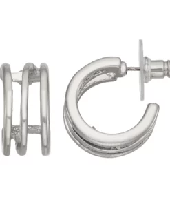 Simply Vera Vera Wang Black Three Row C-Hoop Earrings