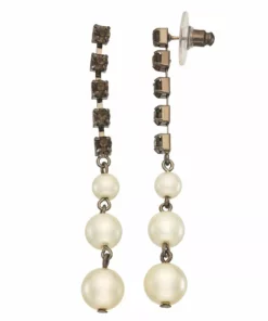 Simply Vera Vera Wang Black Tone and Simulated Pearl Linear Earrings