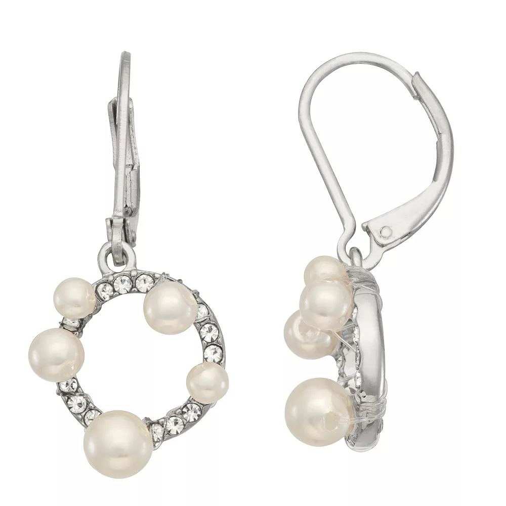 Simply Vera Vera Wang Silver Tone Simulated Pearl Leverback Drop Earrings