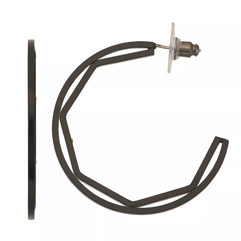 Simply Vera Vera Wang Jet Tone Click-It Knife Edge Hoop Earrings