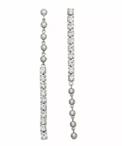 Simply Vera Vera Wang Silver Tone Post Bead Linear Earrings