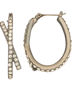 Simply Vera Vera Wang Black Tone Pave Hoop Earrings